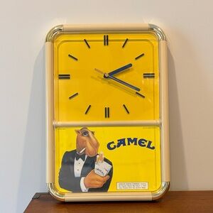 Vintage Camel Joe Cool Yellow Wall Clock with  Blue Accents.